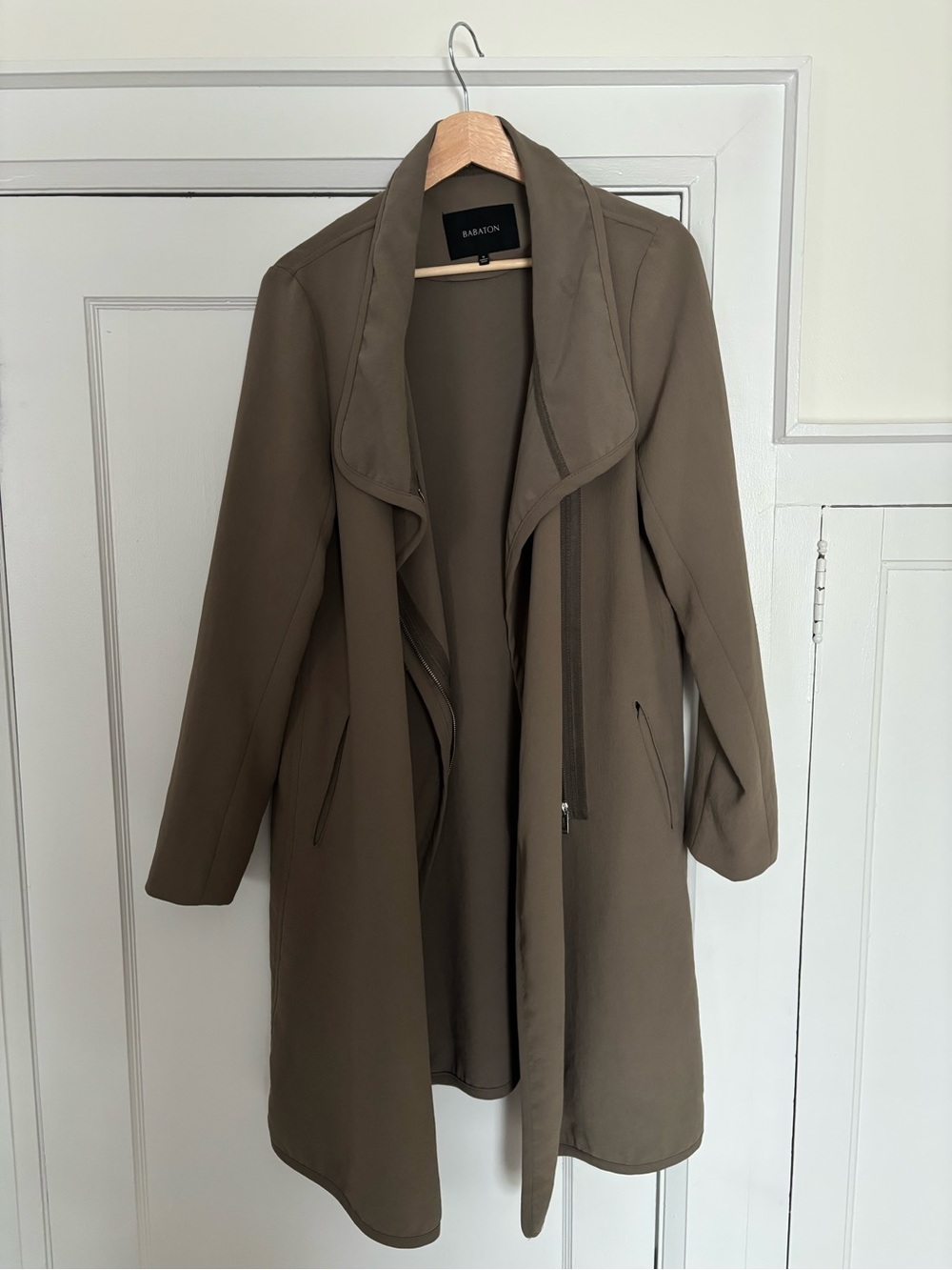 Babaton Olive Draped Trench Coat